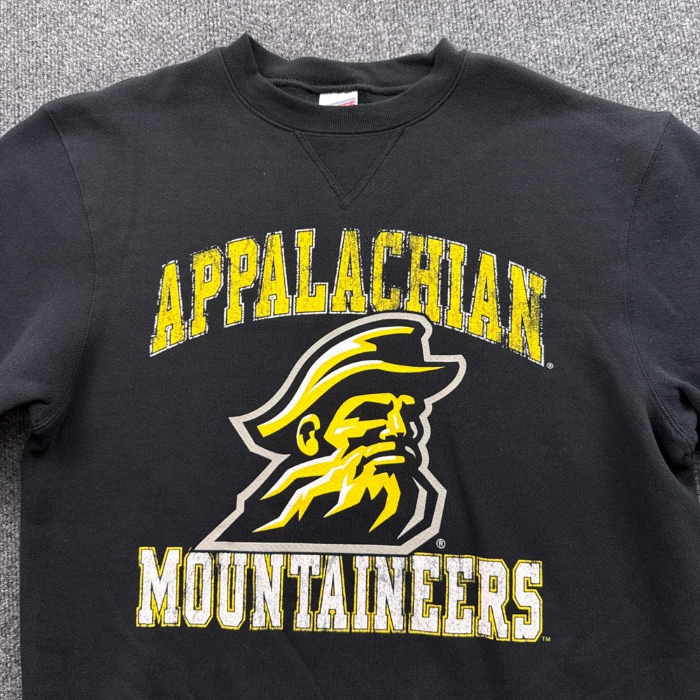 Soffe Appalachian State Mountaineers Sweatshirt Mens Med Black Graphic Crewneck